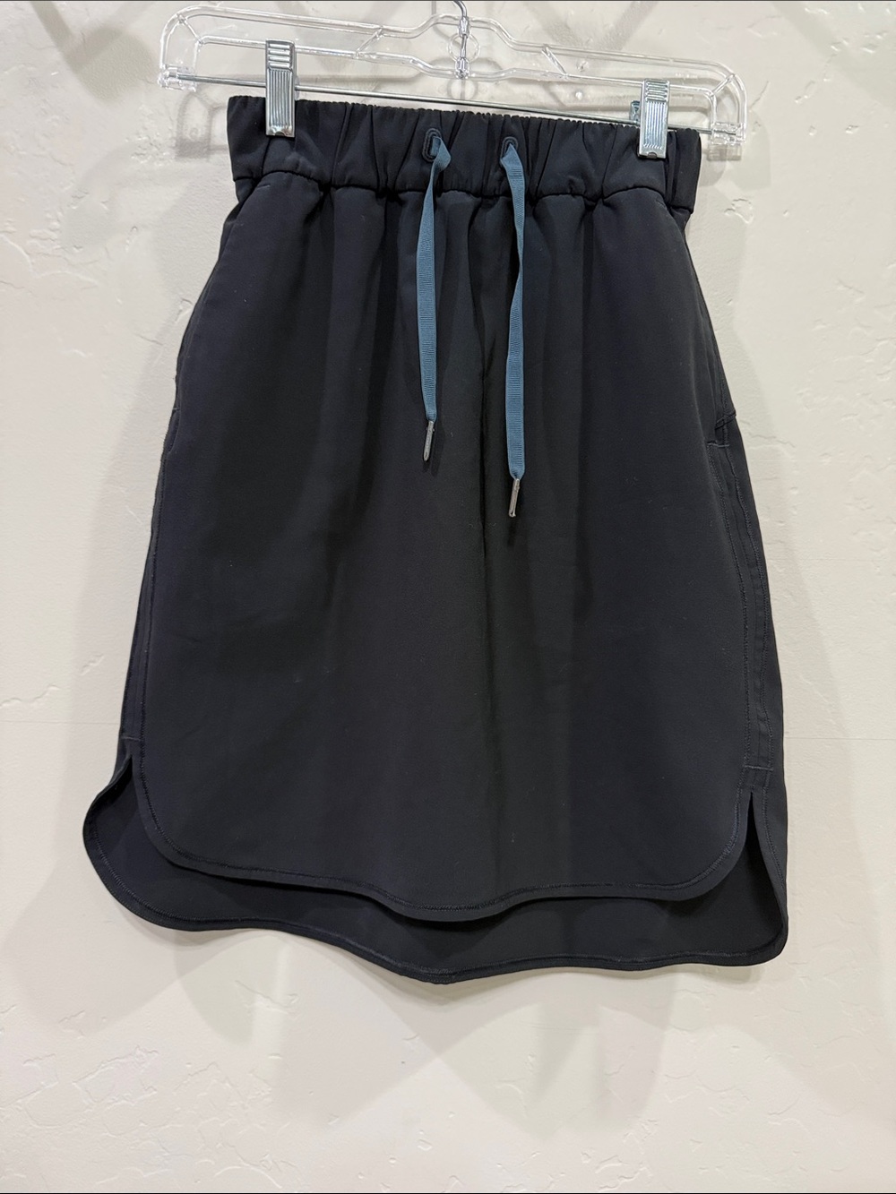 Lululemon On The Fly Black Drawstring Active Mini Skirt